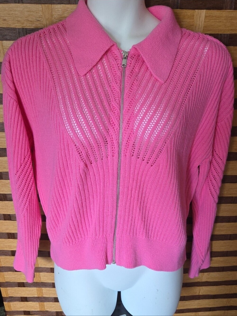 On 34th Bubblegun Pink Zip Up Sweater